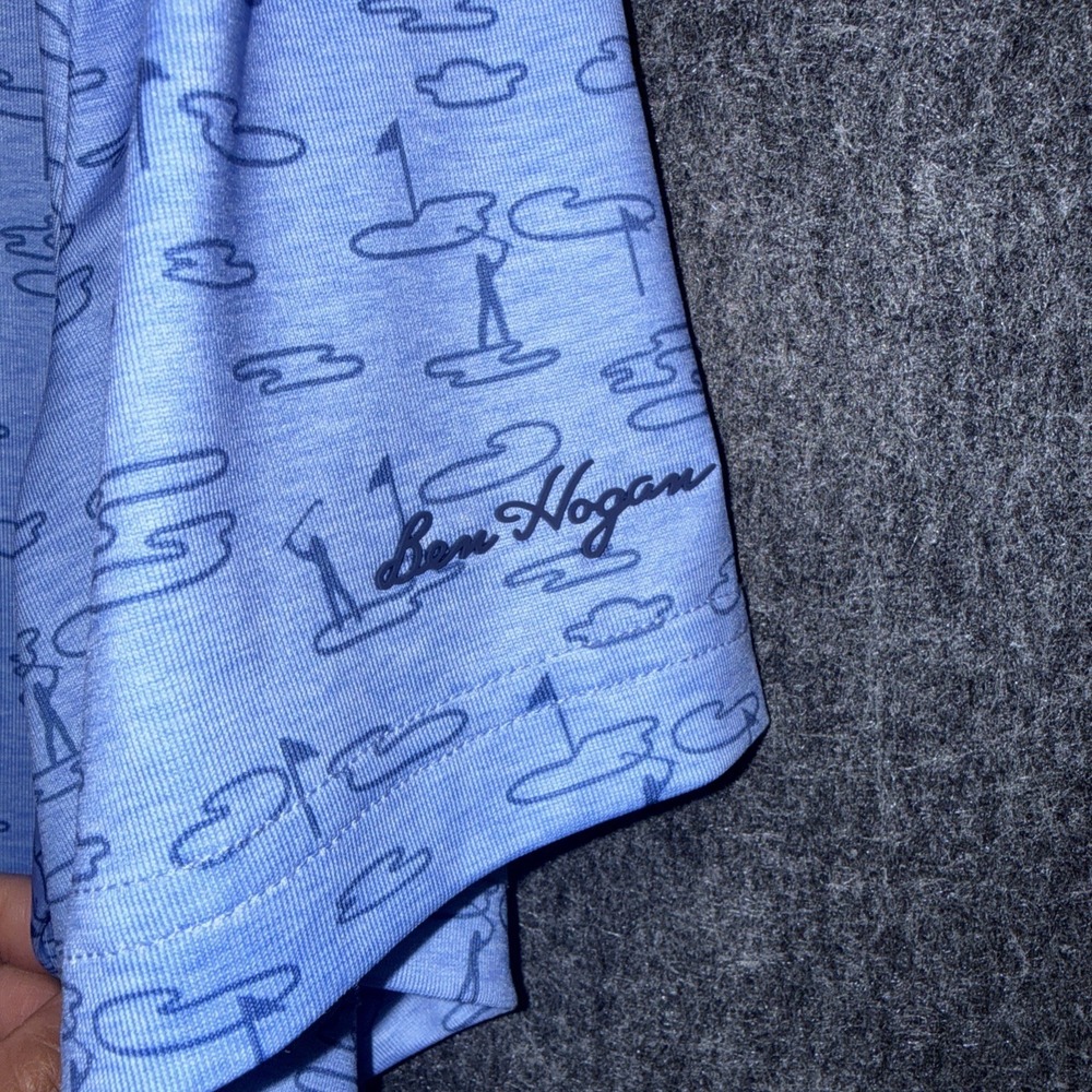 Ben Hogan 3XL Men Blue All Over Golf Print UPF15 Short Sleeve Golf Polo Shirt - Picture 3 of 8